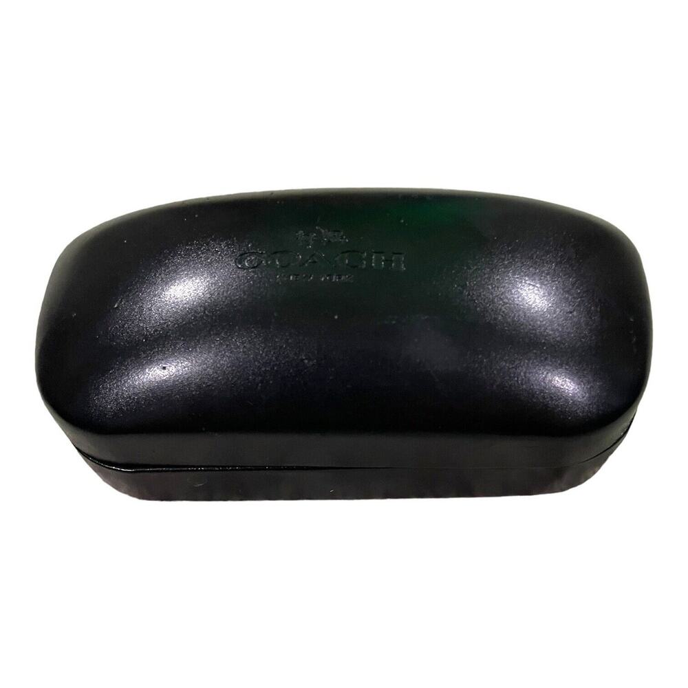 COACH Eyeglasses Case Smooth Black Leather Logo Embossed Hard Clamshell Glasses